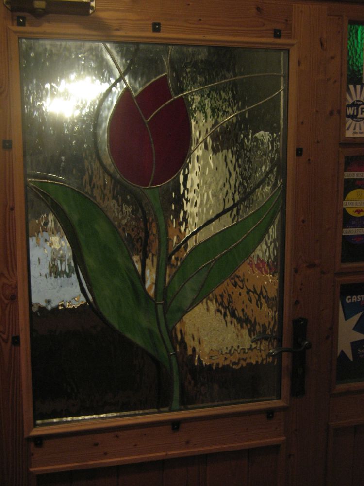 Moderní vitráž Zlín - restaurace u Johana